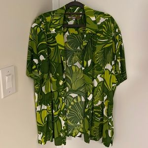 Mr. Turk green floral camp shirt mens XL